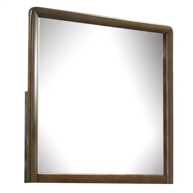 Specchio da cassettone Royal Hampton, cornice rettangolare da 32 pollici, bordi arrotondati, legno marrone