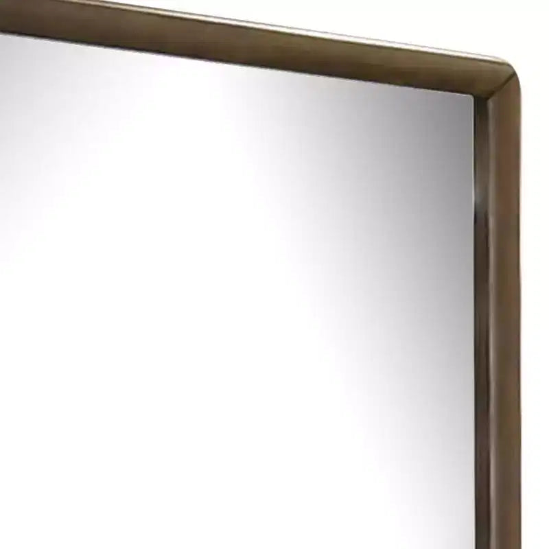 Specchio da cassettone Royal Hampton, cornice rettangolare da 32 pollici, bordi arrotondati, legno marrone