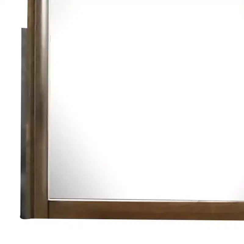 Specchio da cassettone Royal Hampton, cornice rettangolare da 32 pollici, bordi arrotondati, legno marrone