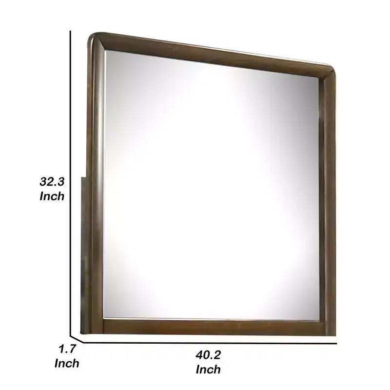 Specchio da cassettone Royal Hampton, cornice rettangolare da 32 pollici, bordi arrotondati, legno marrone