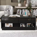 47.2 Modern Rectangle Coffee Table with 4 Drawers, 2 Display Shelves and Tempered Glass Top - Panipeachy