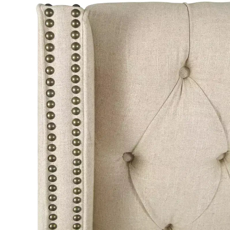 Skyline Furniture Testata a tutta altezza imbottita capitonnè con borchie decorative