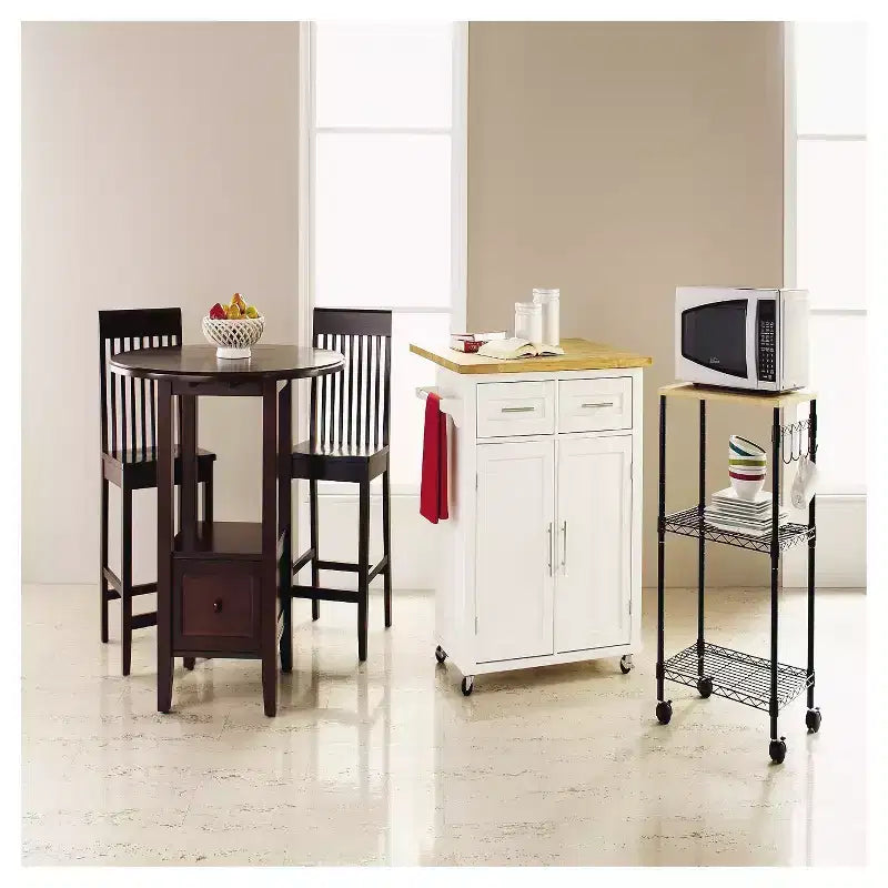 Carrello per microonde nero: Mobiletto multiuso con ruote bloccabili, altezza 86 cm