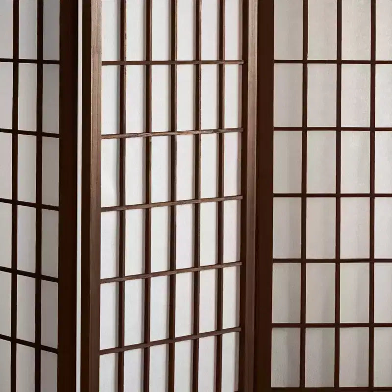 Paravento scorrevole Shoji a finestra alto 1,8 m - noce (6 pannelli): Divisorio pieghevole per la privacy