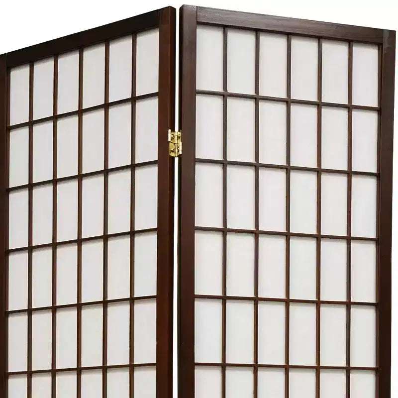 Paravento scorrevole Shoji a finestra alto 1,8 m - noce (6 pannelli): Divisorio pieghevole per la privacy