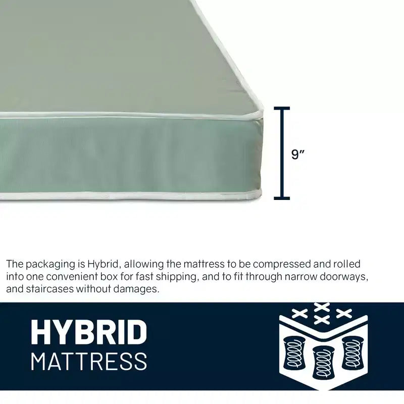 Materasso Ibrido da 9 Pollici a Molle Insacchettate Water Proof a Tensione Media