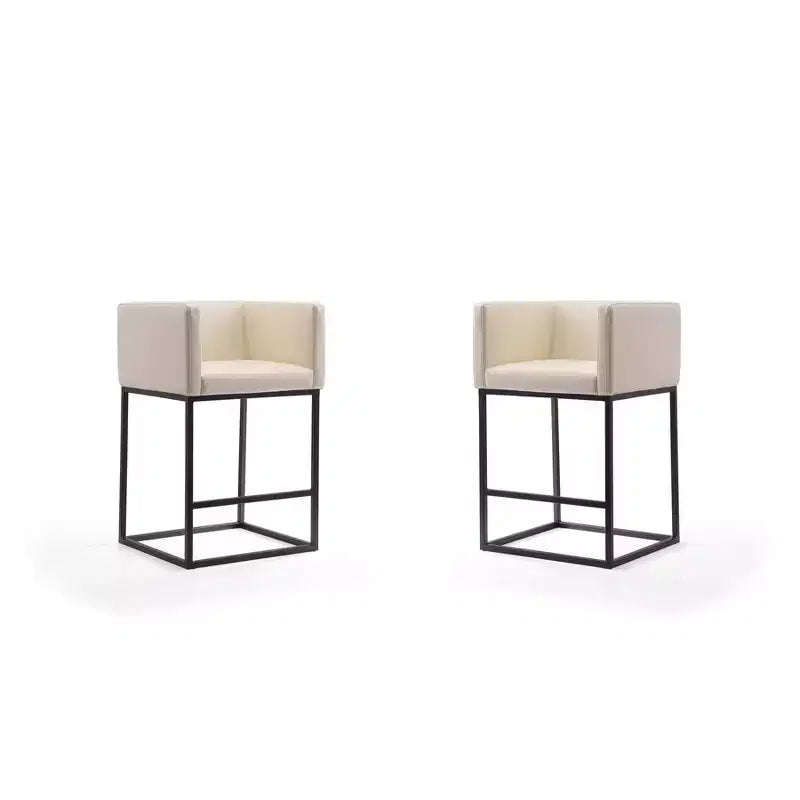 Set of 2 Embassy Upholstered Metal Counter Height Barstools - Manhattan Comfort