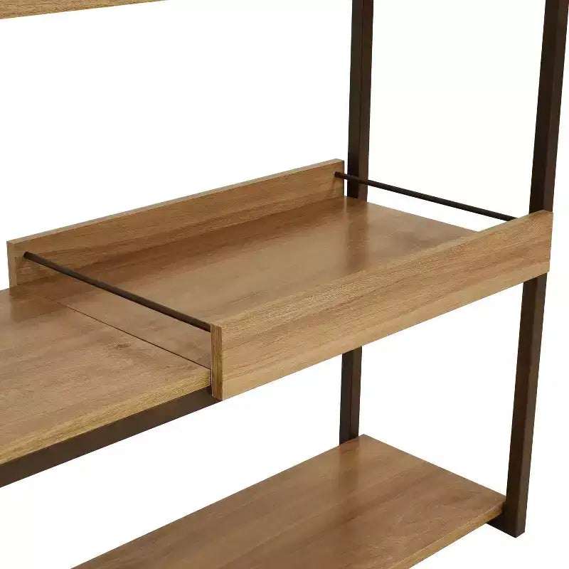 Sunnydaze, Tavolino da divano a 3 ripiani in stile industriale con vassoio da portata rimovibile - Marrone - 71,75 cm