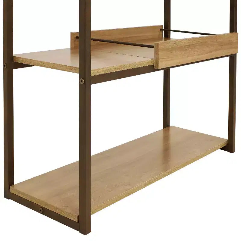 Sunnydaze, Tavolino da divano a 3 ripiani in stile industriale con vassoio da portata rimovibile - Marrone - 71,75 cm