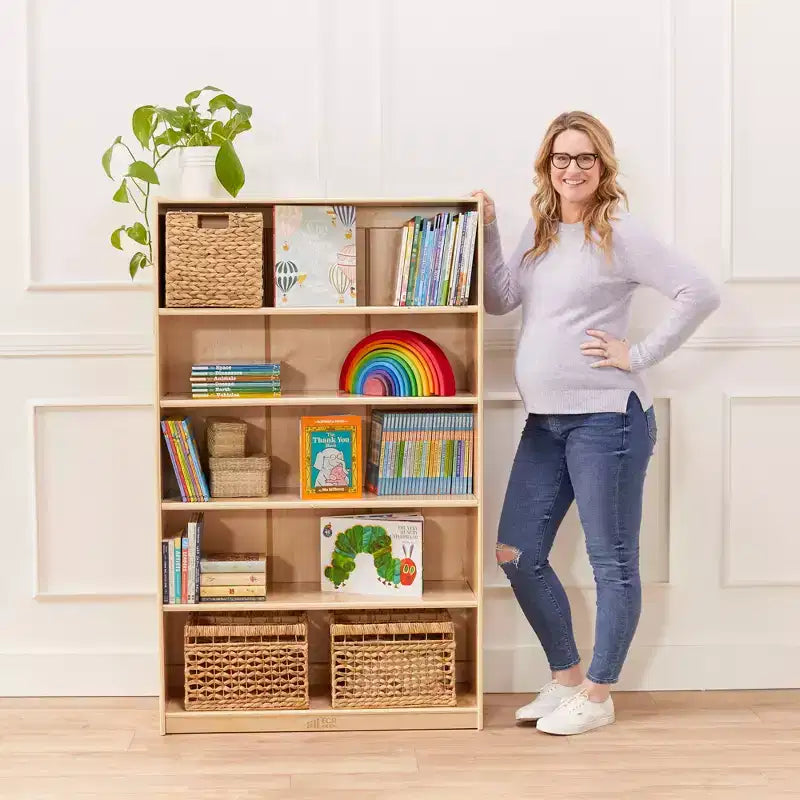ECR4Kids Scaffale Classico in Legno con Ripiani Regolabili, 152 cm, Libreria per Aula