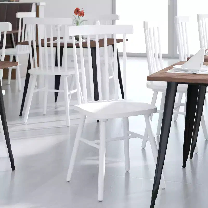 Flash Furniture Ingrid Set di 2 Sedie da Pranzo Windsor per Uso Commerciale, Sedie da Pranzo per Ristorante Senza Braccioli con Schienale a Fuso in Legno Massello
