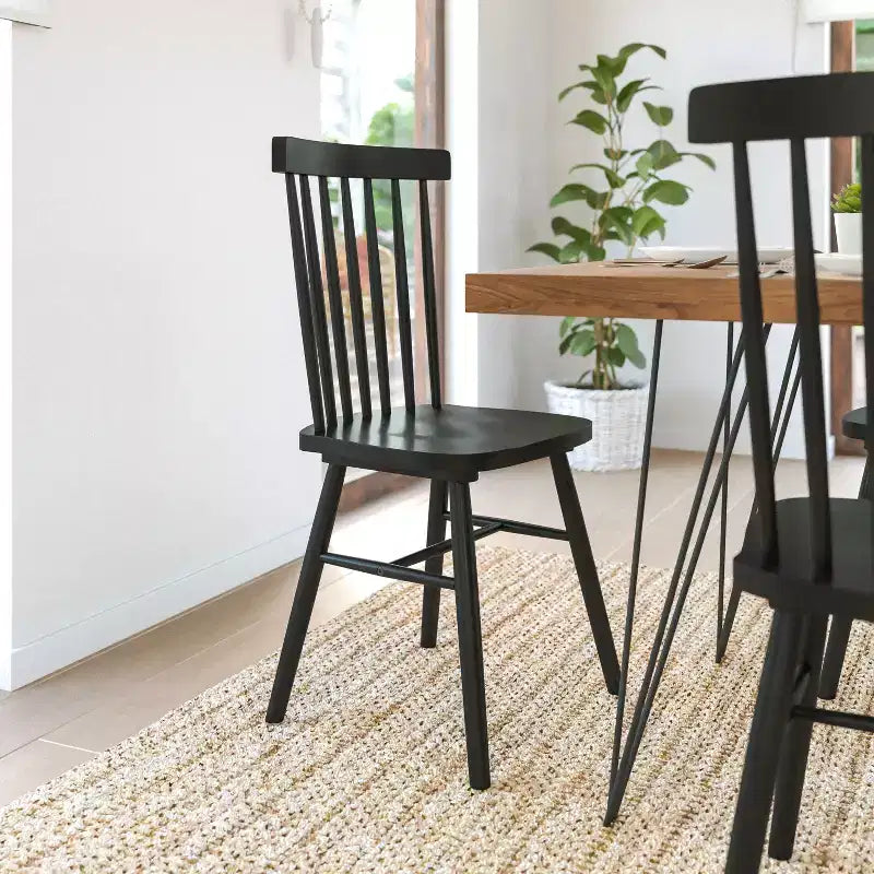 Flash Furniture Ingrid Set di 2 Sedie da Pranzo Windsor per Uso Commerciale, Sedie da Pranzo per Ristorante Senza Braccioli con Schienale a Fuso in Legno Massello