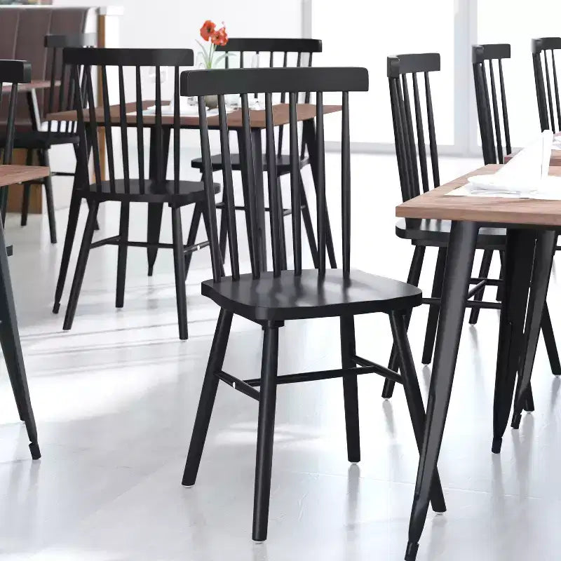 Flash Furniture Ingrid Set di 2 Sedie da Pranzo Windsor per Uso Commerciale, Sedie da Pranzo per Ristorante Senza Braccioli con Schienale a Fuso in Legno Massello