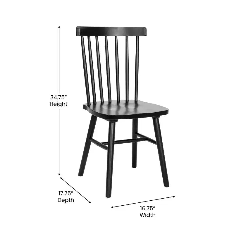 Flash Furniture Ingrid Set di 2 Sedie da Pranzo Windsor per Uso Commerciale, Sedie da Pranzo per Ristorante Senza Braccioli con Schienale a Fuso in Legno Massello