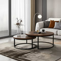 Luck Live nested round coffee table walnut color