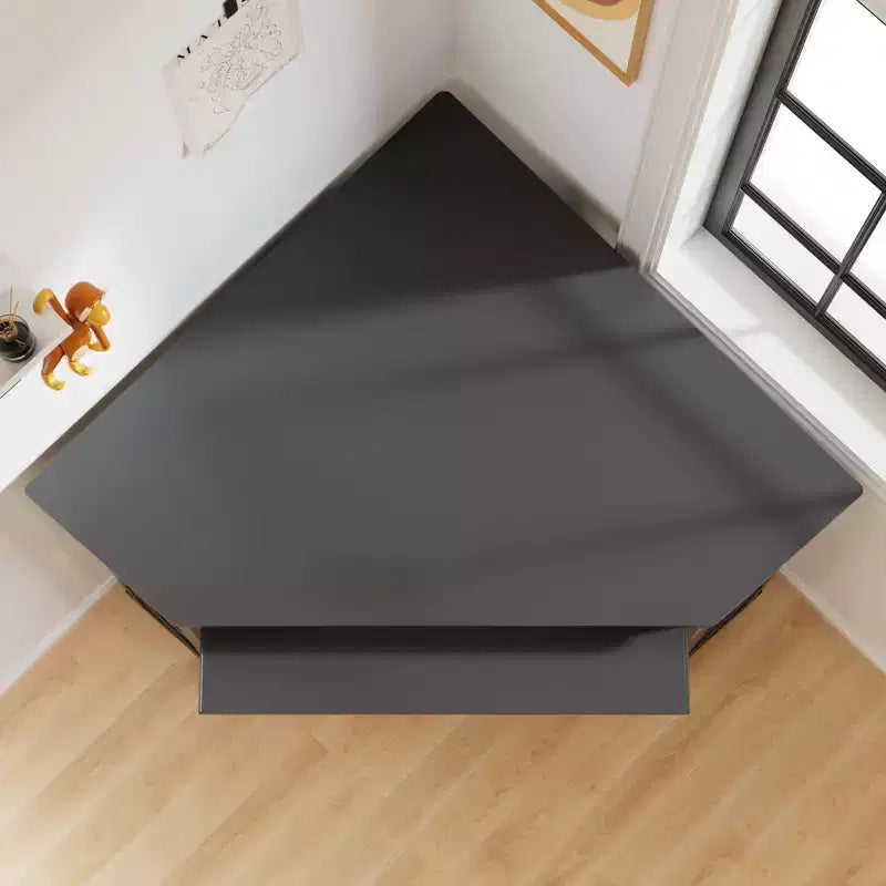 Scrivania ad angolo per computer VECELO da 104 cm con ripiani portaoggetti e stazione di ricarica, scrivania da gamer, scrivania moderna per workstation da ufficio domestico