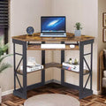 VECELO 41 in Corner Computer Desk with Storage Shelves & Charging Station, Gamer Desk, Modern Computer Desk for Home Office Workstation