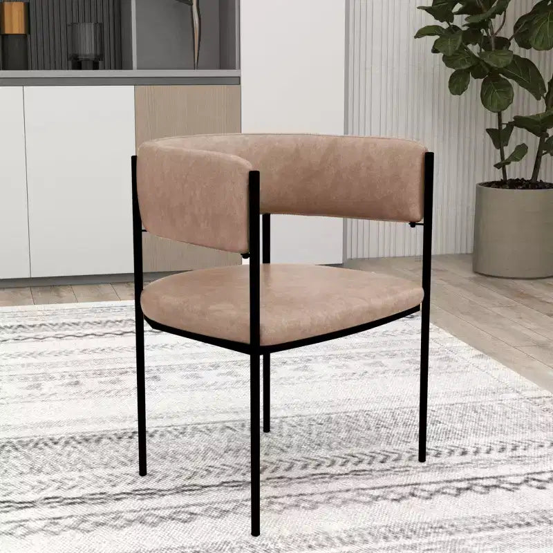 LeisureMod Set di 2 sedie da pranzo imbottite con schienale aperto, struttura in ferro verniciato a polvere, collezione Cyril per sala da pranzo, cucina, bistrot, bar