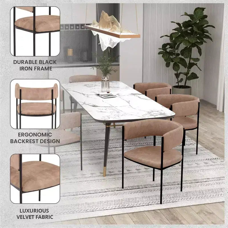 LeisureMod Set di 2 sedie da pranzo imbottite con schienale aperto, struttura in ferro verniciato a polvere, collezione Cyril per sala da pranzo, cucina, bistrot, bar