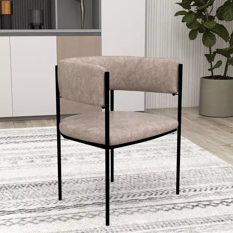LeisureMod Set di 2 sedie da pranzo imbottite con schienale aperto, struttura in ferro verniciato a polvere, collezione Cyril per sala da pranzo, cucina, bistrot, bar