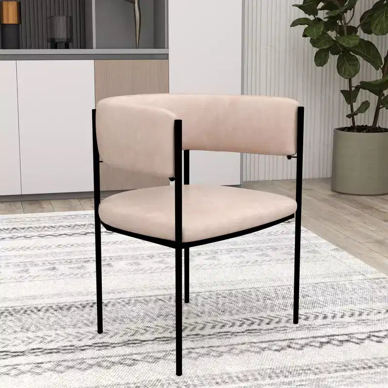 LeisureMod Set di 2 sedie da pranzo imbottite con schienale aperto, struttura in ferro verniciato a polvere, collezione Cyril per sala da pranzo, cucina, bistrot, bar