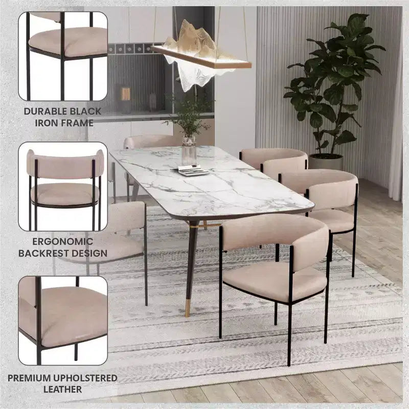LeisureMod Set di 2 sedie da pranzo imbottite con schienale aperto, struttura in ferro verniciato a polvere, collezione Cyril per sala da pranzo, cucina, bistrot, bar