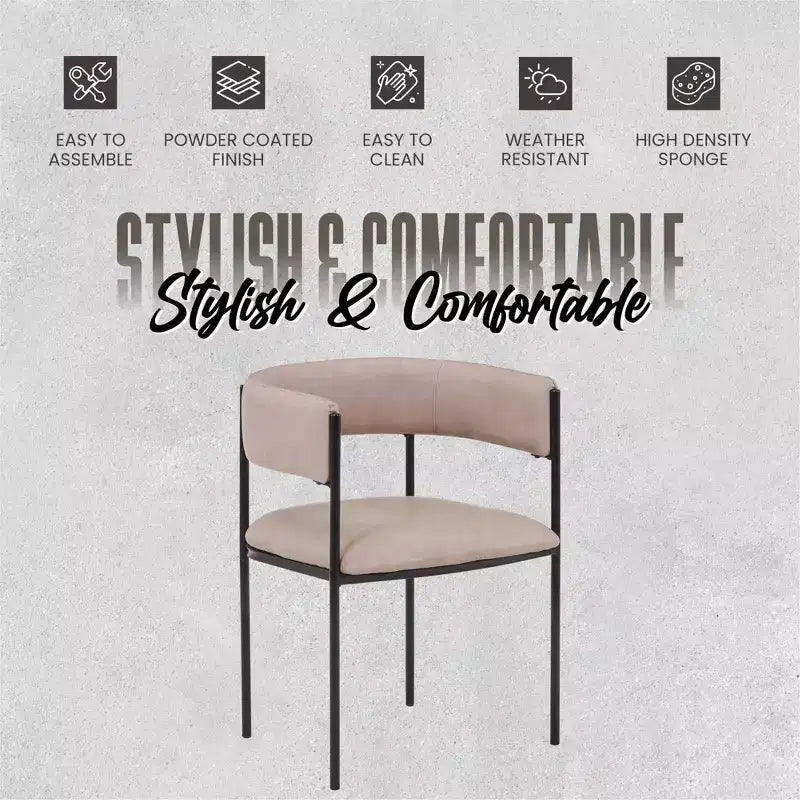 LeisureMod Set di 2 sedie da pranzo imbottite con schienale aperto, struttura in ferro verniciato a polvere, collezione Cyril per sala da pranzo, cucina, bistrot, bar