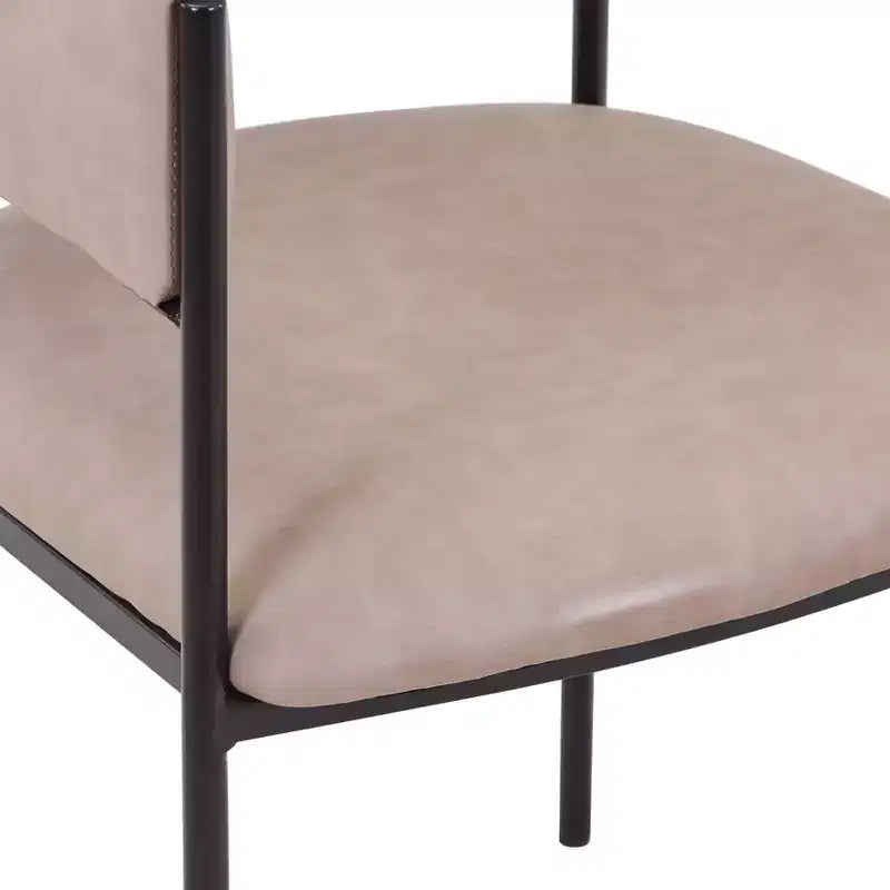 LeisureMod Set di 2 sedie da pranzo imbottite con schienale aperto, struttura in ferro verniciato a polvere, collezione Cyril per sala da pranzo, cucina, bistrot, bar