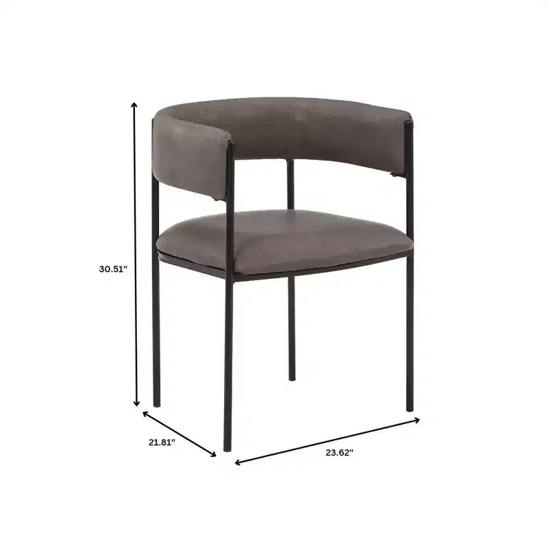 LeisureMod Set di 2 sedie da pranzo imbottite con schienale aperto, struttura in ferro verniciato a polvere, collezione Cyril per sala da pranzo, cucina, bistrot, bar