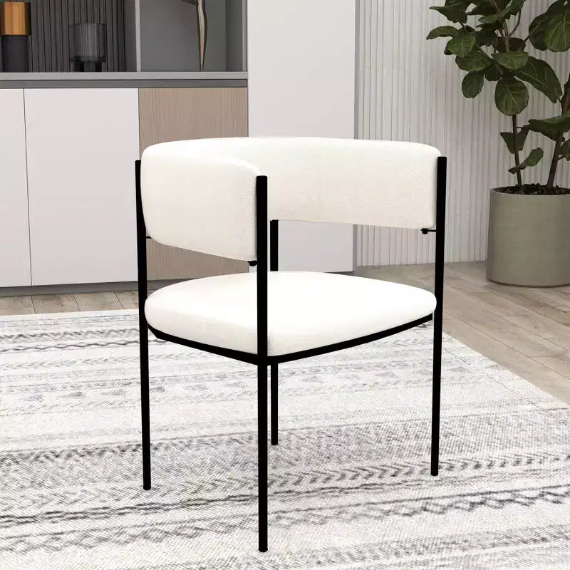 LeisureMod Set di 2 sedie da pranzo imbottite con schienale aperto, struttura in ferro verniciato a polvere, collezione Cyril per sala da pranzo, cucina, bistrot, bar