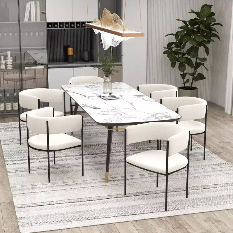 LeisureMod Set di 2 sedie da pranzo imbottite con schienale aperto, struttura in ferro verniciato a polvere, collezione Cyril per sala da pranzo, cucina, bistrot, bar