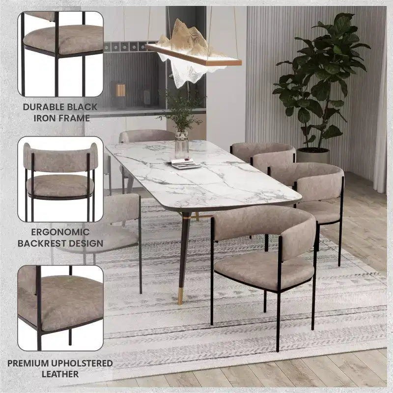 LeisureMod Set di 2 sedie da pranzo imbottite con schienale aperto, struttura in ferro verniciato a polvere, collezione Cyril per sala da pranzo, cucina, bistrot, bar