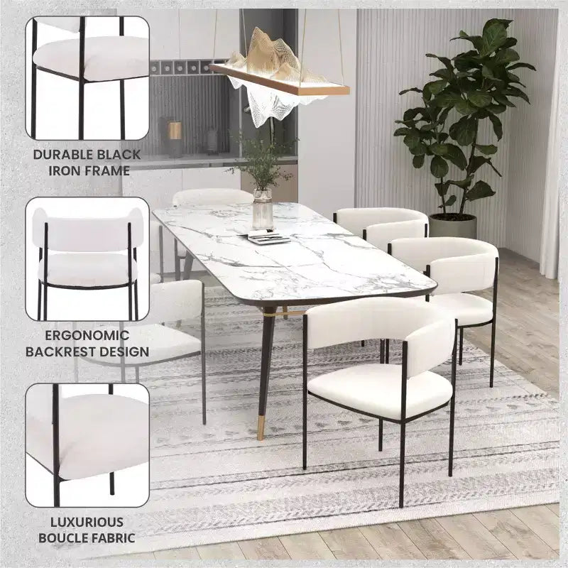 LeisureMod Set di 2 sedie da pranzo imbottite con schienale aperto, struttura in ferro verniciato a polvere, collezione Cyril per sala da pranzo, cucina, bistrot, bar