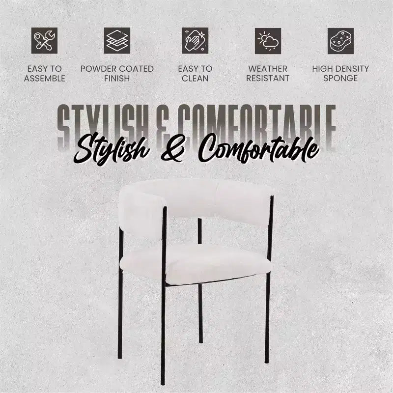 LeisureMod Set di 2 sedie da pranzo imbottite con schienale aperto, struttura in ferro verniciato a polvere, collezione Cyril per sala da pranzo, cucina, bistrot, bar