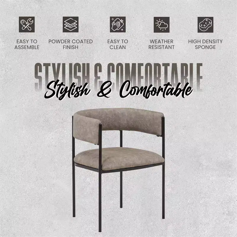 LeisureMod Set di 2 sedie da pranzo imbottite con schienale aperto, struttura in ferro verniciato a polvere, collezione Cyril per sala da pranzo, cucina, bistrot, bar