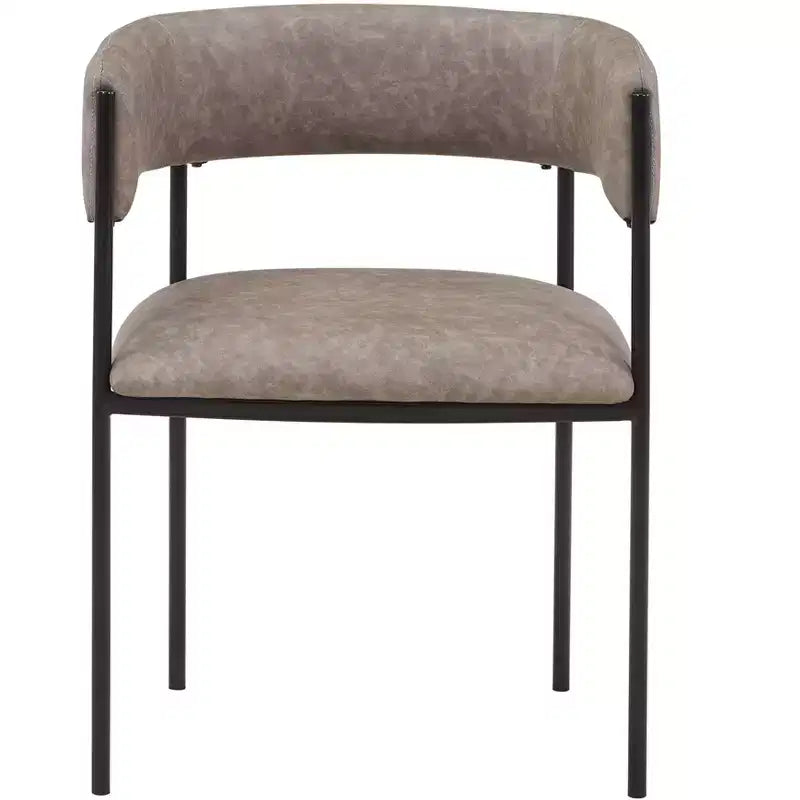 LeisureMod Set di 2 sedie da pranzo imbottite con schienale aperto, struttura in ferro verniciato a polvere, collezione Cyril per sala da pranzo, cucina, bistrot, bar