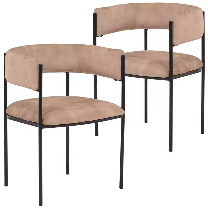 LeisureMod Set di 2 sedie da pranzo imbottite con schienale aperto, struttura in ferro verniciato a polvere, collezione Cyril per sala da pranzo, cucina, bistrot, bar