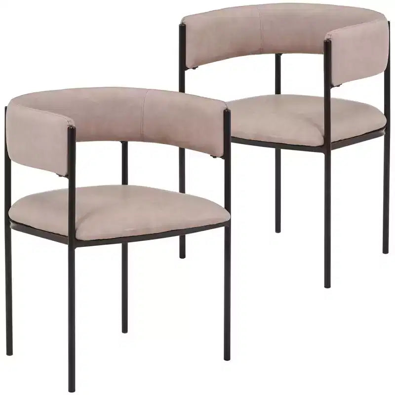 LeisureMod Set di 2 sedie da pranzo imbottite con schienale aperto, struttura in ferro verniciato a polvere, collezione Cyril per sala da pranzo, cucina, bistrot, bar